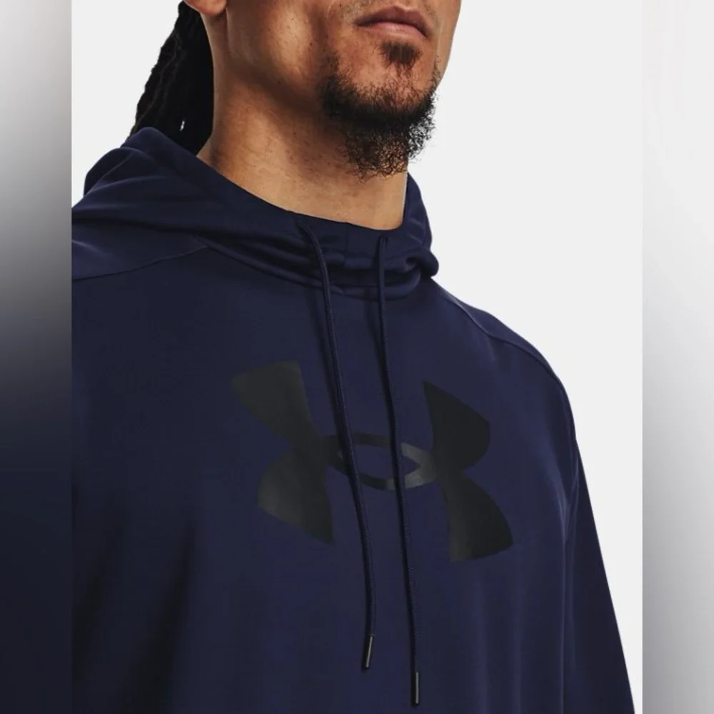 NWT UNDER ARMOUR Baby Blue Fleece Big Logo Lightweight Stretch Hoodie Sweatshirt